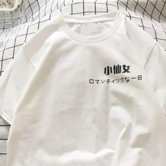 New Original “little fairy“ Chinese Japanese Slogan Text short-sleeve T-shirt - Picture 5 of 6